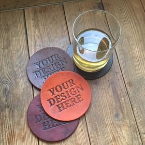 Leather Custom Coasters, Personalized Coaster, Drink Coasters Wedding Coasters, Housewarming Gift, Engraved Coasters, Fathers day gift