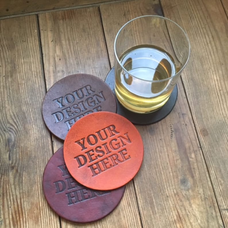 Leather Custom Coasters Personalized Coaster Drink Coasters Etsy