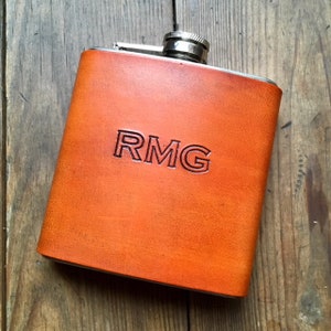 Hip Flask, Personalized Flask, Leather Flask, Groomsmen Flask, Custom flask, Groomsmen gift box, Gift for him, Fathers day gift image 2