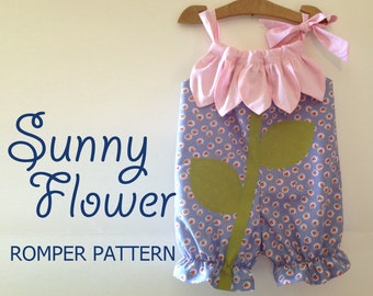 Sunny Flower - Pillowcase Romper Pattern. Girl Baby Toddler PDF Sewing Pattern. Easy Sew Sizes 1/2, 1, 2, 3, 4, 5, 6 included