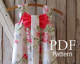 Aubrey - Bow Dress Schnittmuster. Schnittmuster für Mädchenkleid. Kleinkind Muster. Größen 12m-8 enthalten