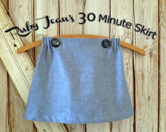 Ruby Jean's 30 Minute Skirt - Girl's  Skirt Pattern PDF. Girl Sewing Pattern. PDF Pattern. Toddler Pattern. Sizes 1-10