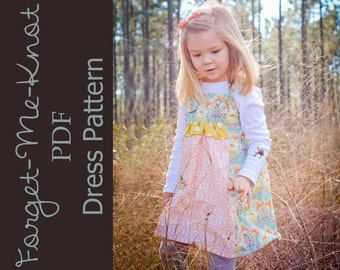 Forget-Me-Knot - Girl's Knot Dress Pattern PDF. Sewing Pattern for Girls.  Sizes 1 - 9/10 included