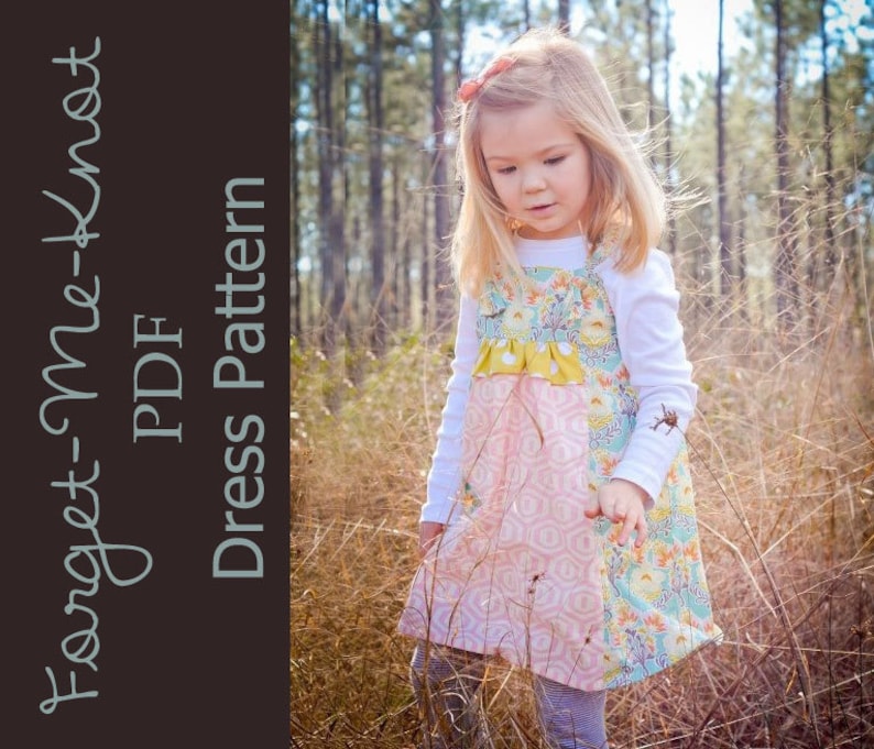 Forget-Me-Knot Girl's Knot Dress Pattern PDF. Sewing Pattern for Girls. Sizes 1 9/10 included image 2