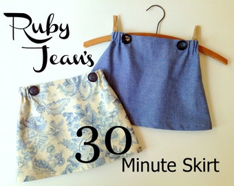 Ruby Jean's 30 Minute Skirt - Girl's  Skirt Pattern PDF. Girl Sewing Pattern. PDF Pattern. Toddler Pattern. Sizes 1-10