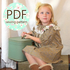 Olivia Girl's Ruffled Peasant Dress Pattern PDF. Girl Kid Toddler Child Sewing Pattern. Easy Sew Sizes 112m10 included image 2