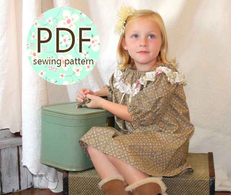 Olivia Girl's Ruffled Peasant Dress Pattern PDF. Girl Kid Toddler Child Sewing Pattern. Easy Sew Sizes 112m10 included image 2