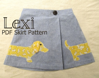 Lexi - Patron de jupe fille appliqué PDF. Patron de couture fille. Patron PDF. Modèle pour tout-petits. Tailles 1-8