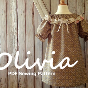 Olivia Girl's Ruffled Peasant Dress Pattern PDF. Girl Kid Toddler Child Sewing Pattern. Easy Sew Sizes 112m10 included image 2