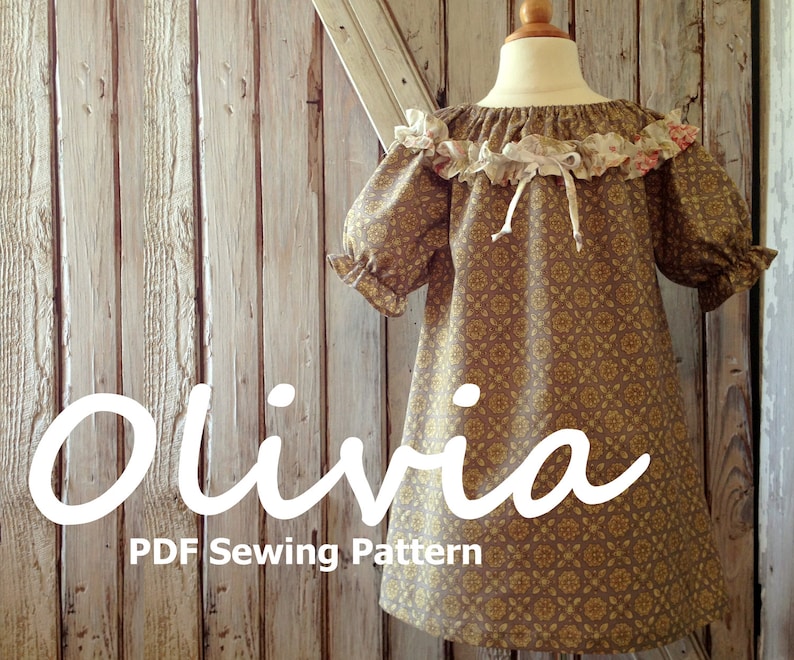 Olivia Girl's Ruffled Peasant Dress Pattern PDF. Girl Kid Toddler Child Sewing Pattern. Easy Sew Sizes 112m10 included image 3