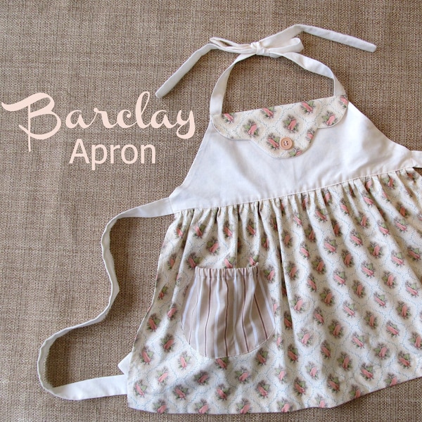 Barclay - Kitschy Apron Girls Sewing Pattern.  PDF Pattern. Toddler Pattern. All Sizes 2-8 Included