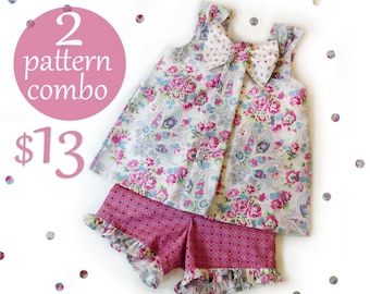 Ensemble de 2 patrons - Haut de robe Aubrey et short Simply Sweet - Patron de robe PDF tailles 1-8