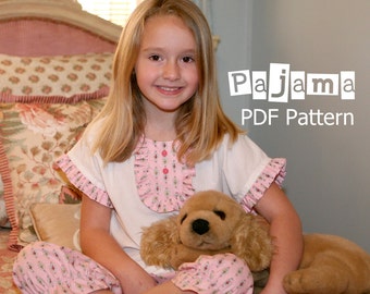 Peggy Sue - Girl's Pajama Pattern - Girl's Sewing Pattern. Toddler Pajama Pattern. Sizes 1-8