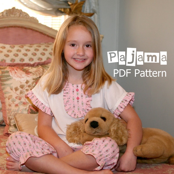 Peggy Sue - Patron de pyjama fille - Patron de couture fille. Patron de pyjama enfant en bas âge. Tailles 1-8