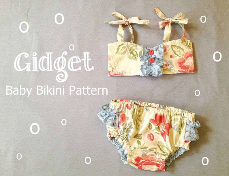 Gidget Baby Bikini Sewing Pattern. Retro Swimsuit Pattern. Girl Sewing Pattern. Baby Sewing Pattern. Sizes 6m-24m image 3