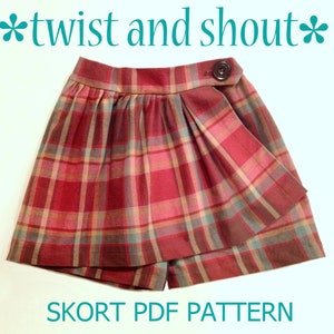 Twist & Shout - Girl&#39;s Skort Pattern PDF. Girl Sewing Pattern. PDF Skirt Pattern. Toddler Pattern. Sizes 1-10