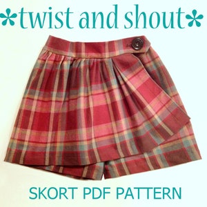 Twist & Shout - Girl's Skort Pattern PDF. Girl Sewing Pattern. PDF Skirt Pattern. Toddler Pattern. Sizes 1-10