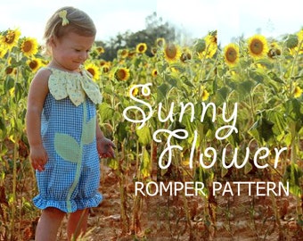 Sunny Flower - Pillowcase Romper Pattern. Girl Baby Toddler Sewing Pattern. Easy Sew Sizes 1/2, 1, 2, 3, 4, 5, 6 included