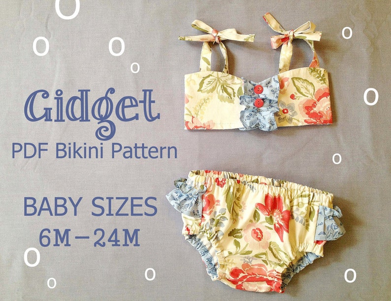 Gidget Baby Bikini Sewing Pattern. Retro Swimsuit Pattern. Etsy