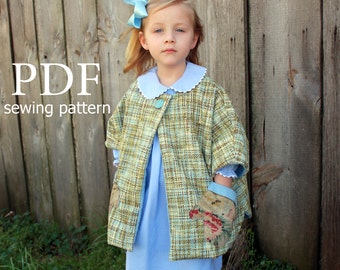 Gwendolyn - Girl's Cape Pattern. Easy Girl's PDF Sewing Pattern. Toddler Sewing Pattern. Sizes 1-10