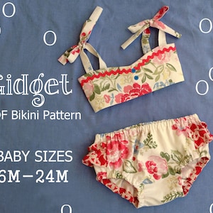 Gidget Baby Bikini Sewing Pattern. Retro Swimsuit Pattern. Girl Sewing Pattern. Baby Sewing Pattern. Sizes 6m-24m image 1