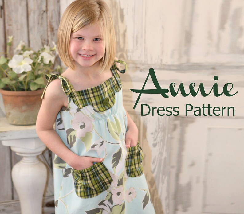 Annie Vintage Style Girls Dress PDF Pattern Tutorial, Easy Sew sizes 12m thru 8 included image 1