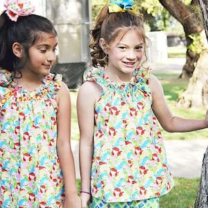 Flutter-By Top & Dress Pattern PDF Sewing Pattern for Girls.  Sizes 1 -8 included