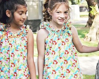 Flutter-By Top & Dress Pattern PDF Sewing Pattern for Girls.  Sizes 1 -8 included