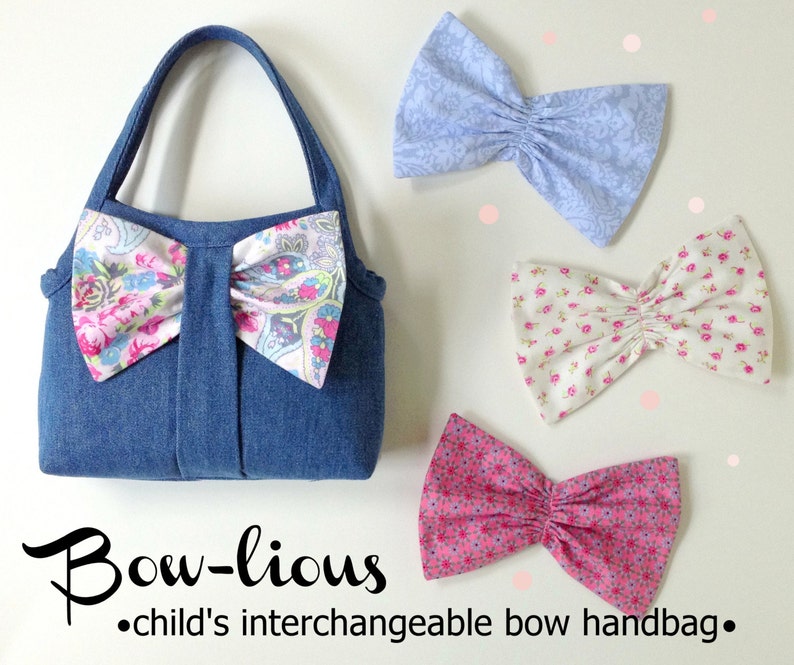 Bow-lious Girl's Interchangeable Bow Bag PDF Pattern Tutorial Summer Purse Tote Accessory Easy Sew image 1