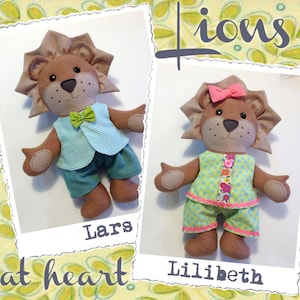 COMBO Lilibeth and Lars Lion PDF Doll Pattern AND Wardrobe image 1