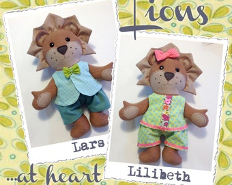 COMBO Lilibeth and Lars Lion PDF Doll Pattern AND Wardrobe