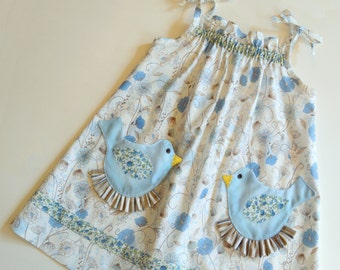 Pretty Bird Pocket Easter Dress Pattern PDF. Sewing Pattern for Girls.  Sizes 1 - 9/10 included
