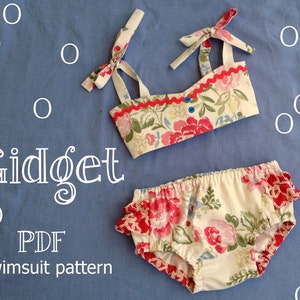 Gidget Girl's Bikini Sewing Pattern. Retro Swimsuit Pattern. Girl Sewing Pattern. Kids Swimwear Sizes 3,4,5,6 image 4