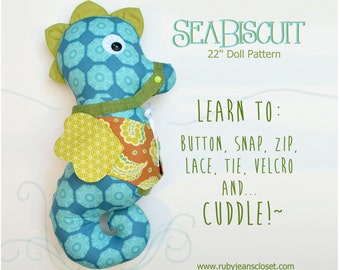 Sale! 2 PATTERN COMBO SeaBiscuit Doll and Fishy Friends PDF pattern Fine Motor Skills Learning 22'' Doll Pattern