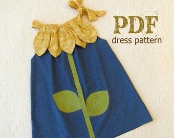 Sunny Flower Pillowcase Dress PDF Pattern Tutorial Easy Sew Sizes 12m thru 10 included