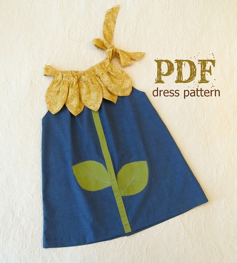 Sunny Flower Pillowcase Dress Girl Sewing Pattern PDF Pattern Tutorial Easy Sew Sizes 12m thru 10 included image 1
