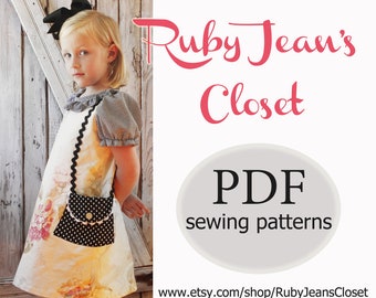 Uptown Girl - Girl's A-Line Dress Pattern PDF. Sewing Pattern for Girls.  Sizes 1-10 included