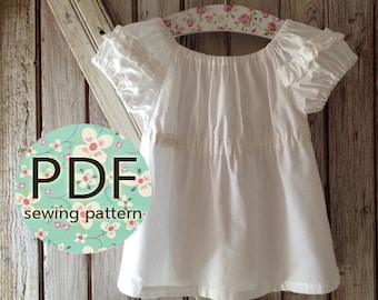 Sweet Cheeks - Peasant Top Pattern PDF. Girl's Sewing Pattern. Girl's Top Pattern. Toddler Top Pattern sizes 1-10