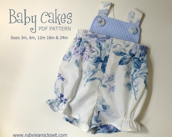 NEW RELEASE Baby Cakes - Baby Romper Bubble PDF Pattern Sizes 3m, 6m, 12m, 18m and 24m