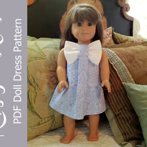 Aubrey 18" Doll Dress PDF Sewing Pattern, American Girl Doll Clothes, American Girl Dress Pattern