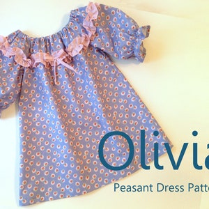 Olivia Girl's Ruffled Peasant Dress Pattern PDF. Girl Kid Toddler Child Sewing Pattern. Easy Sew Sizes 112m10 included image 1