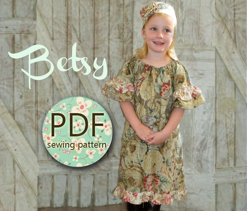 Betsy Girl's Peasant Dress Pattern PDF. Girl's | Etsy