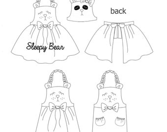 Sleepy Bear Children's Apron Sewing Pattern. PDF Pattern. - Etsy Australia Sleepy Bear Children's Apron Sewing Pattern. PDF Pattern. - Etsy Australia