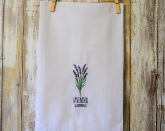 Lavender Herb -  Embroidered Kitchen Tea Towel - Embroidery Decorative Towel - Housewarming Gift - Essential Oil - Hostess Gift - New Home