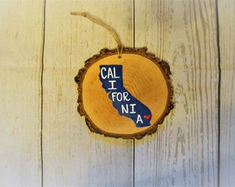 State Pride Wood Slice Christmas Ornament | Any State or Country | Country Rustic Holiday | Hometown Ornament | Custom Personalized