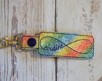 Infinity Cousins Key Fob - Machine Embroidery Vinyl Key chain - Friendship Best Friends - Zipper Pull - Birthday Party  -  Gifts for Her