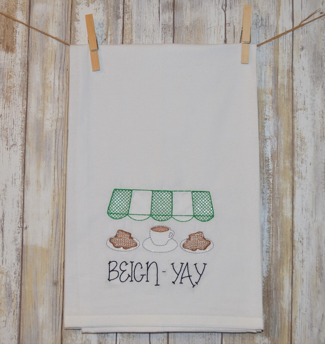Machine Embroidered Tea Towel New Orleans Cafe Du Etsy