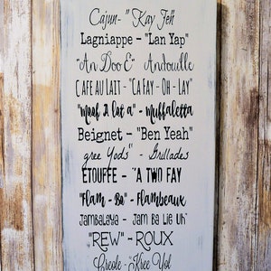 Hometown Decor | Distressed Rustic Wood Sign | New Orleans Foods | Southern Decor | Kitchen Wooden Sign | Cajun Foods | Louisiana Decor