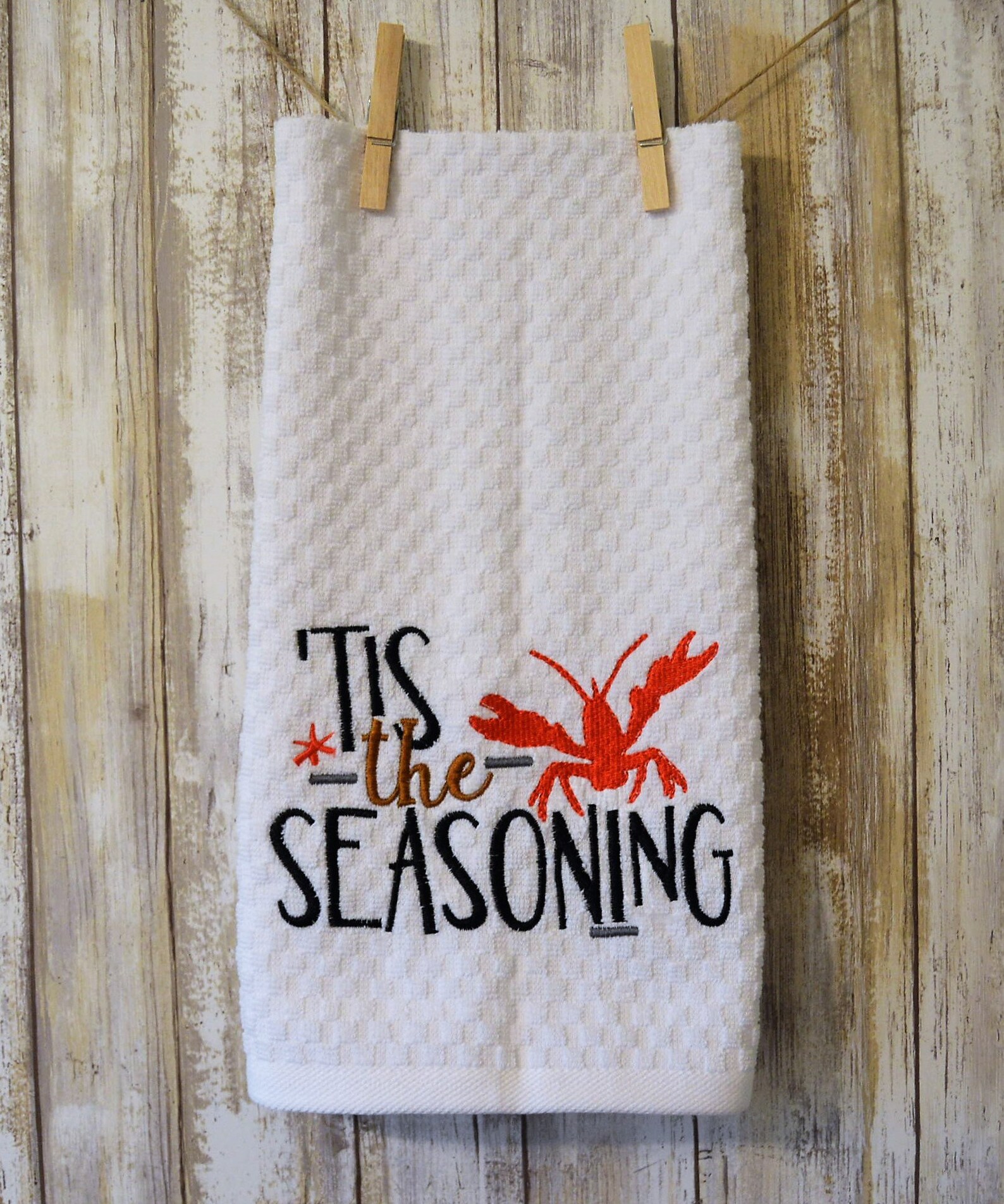 Machine Embroidery Kitchen Towel Tis the Seasoning Etsy