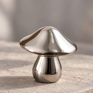 Silver Mushroom Cabinet Knob, 25 mm Brass Drawer Pull, Organic Irregular Handle, Titanium Silver Finish, Retro Dresser and Cupboard Hardware